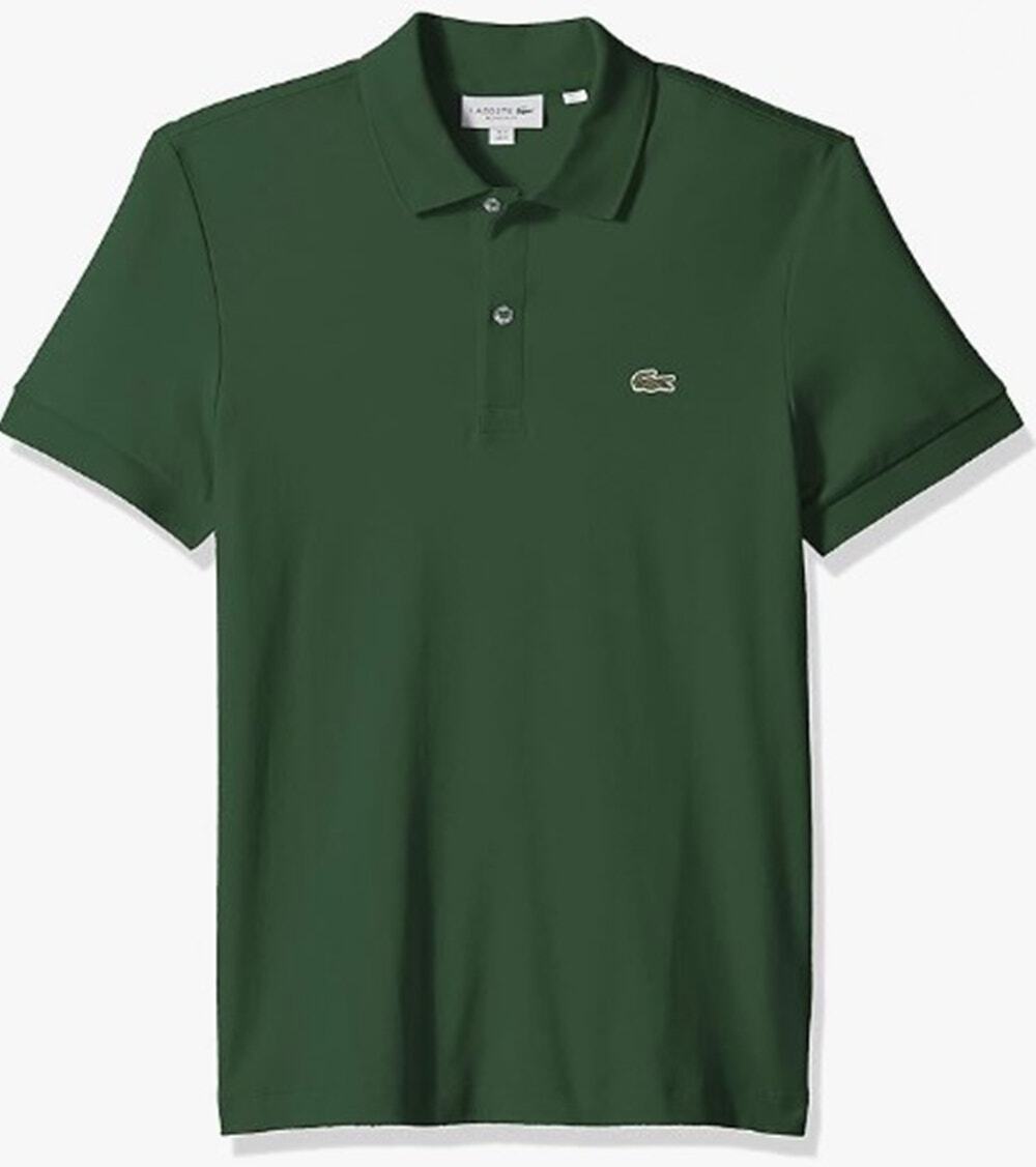 Lacoste Mens Short Sleeve Pima Jersey Interlock Regular Fit Polo Green L